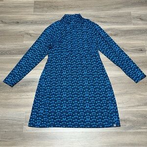 Title Nine Large Dress Blue Synergy Getaway Long Sleeve Mock Neck Half Zip Gorp